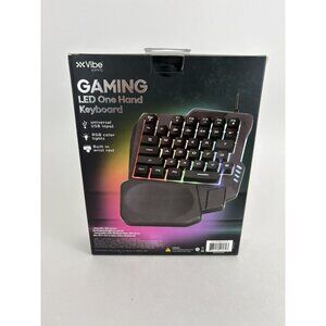 Keyboard Vibe Gaming LED One-Hand Universal USB Input Built In Wrist Rest NEW